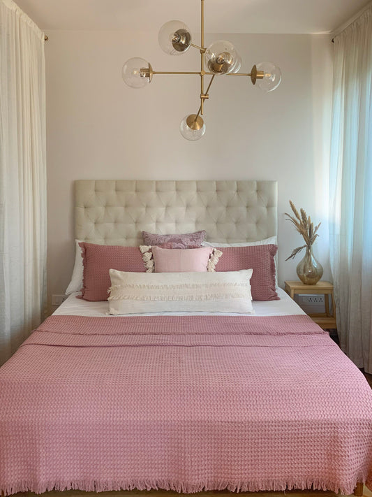 WILLOW WAFFLE BEDCOVER BLUSH