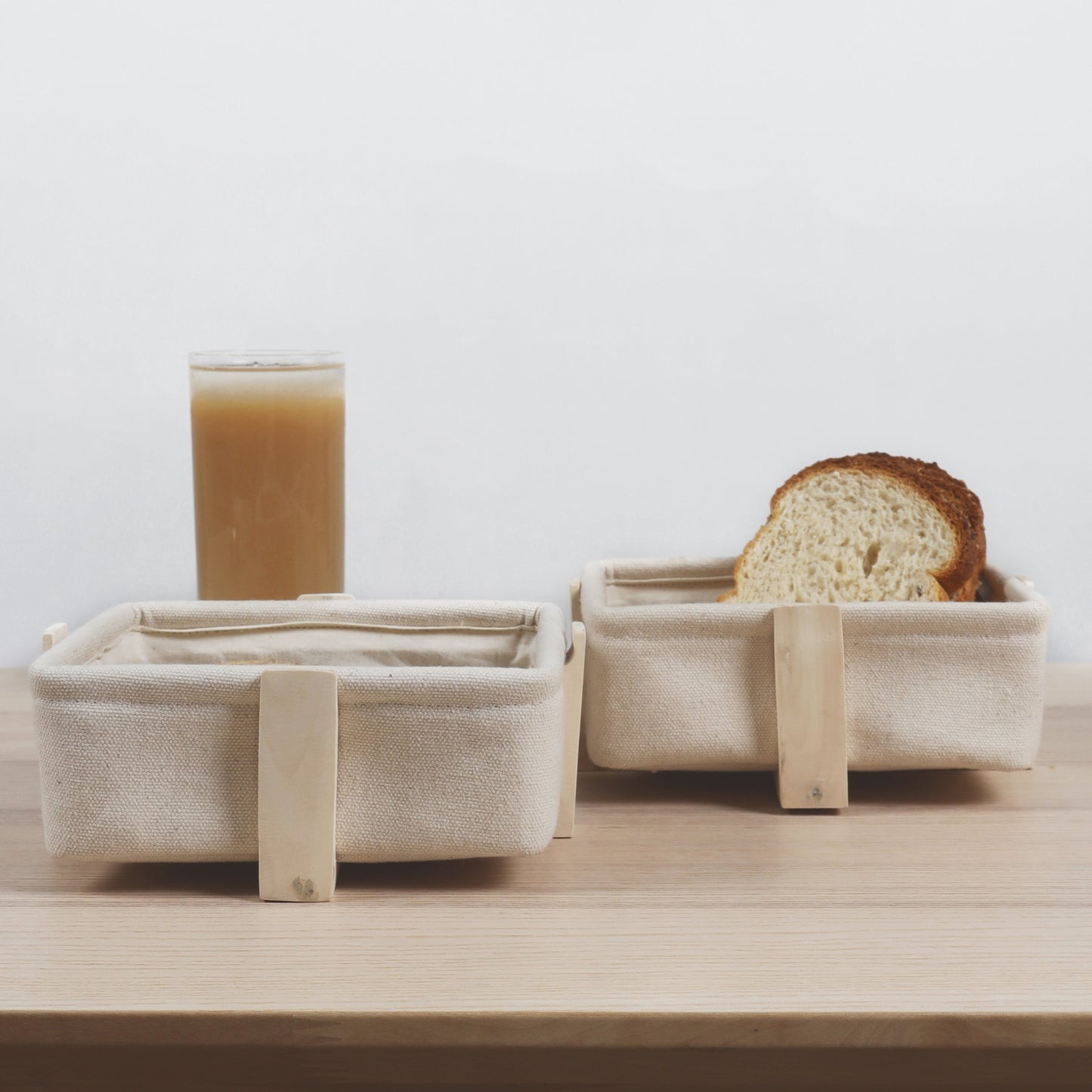 Square Bread Baskets with Wooden Stand