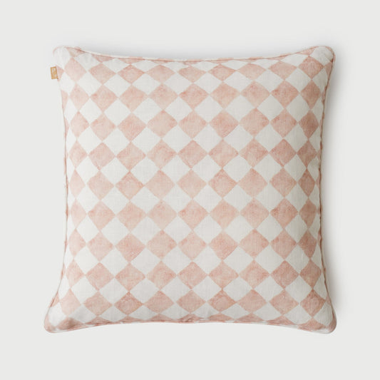 CHECKER BLUSH CUSHION COVER