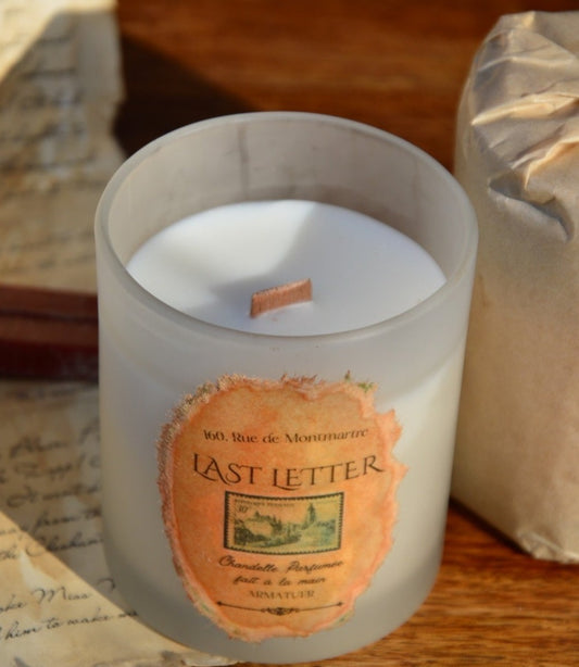 LAST LETTER CORK JAR WOOD WICK CANDLE