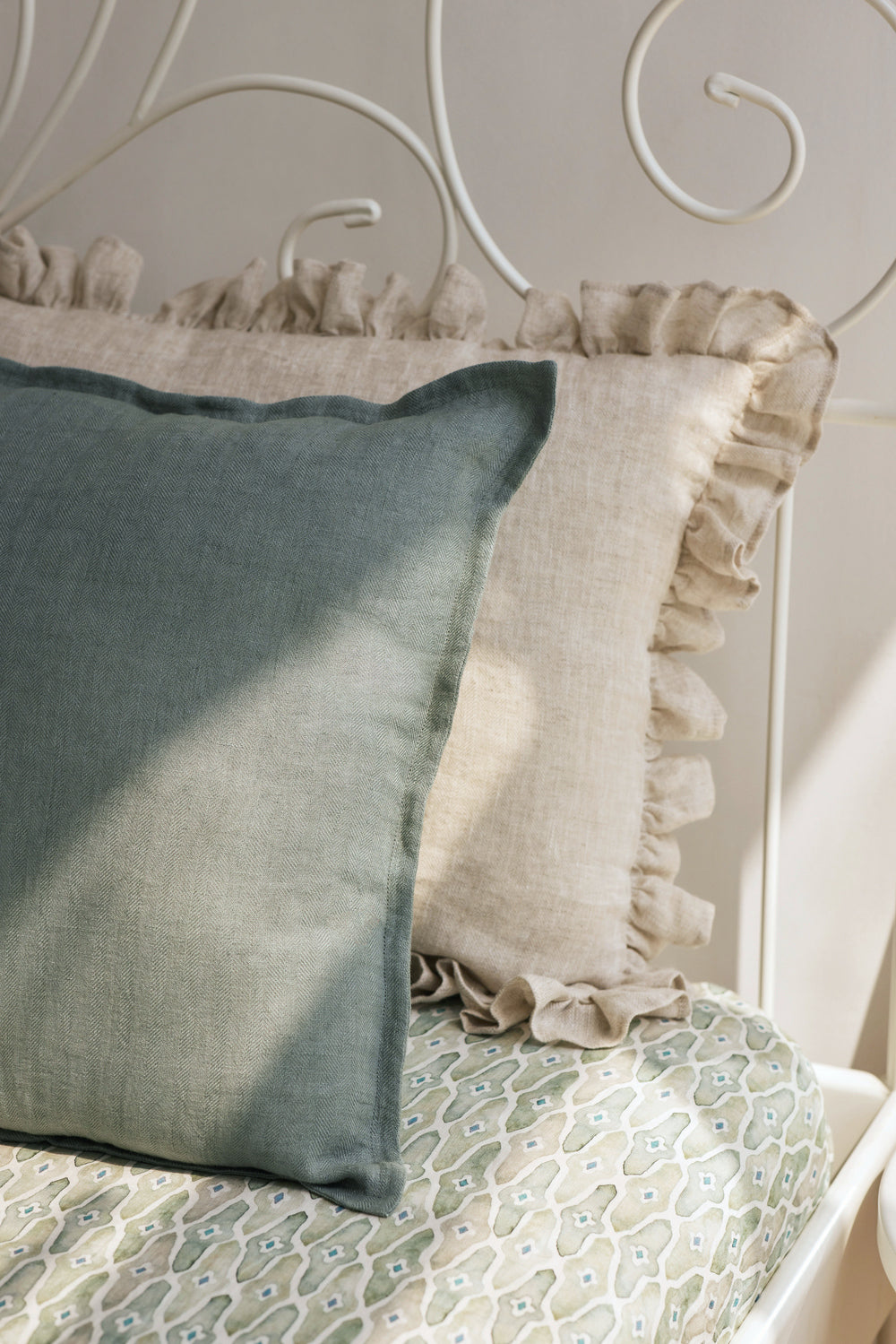 Linen Herringbone Teal Cushion Cover