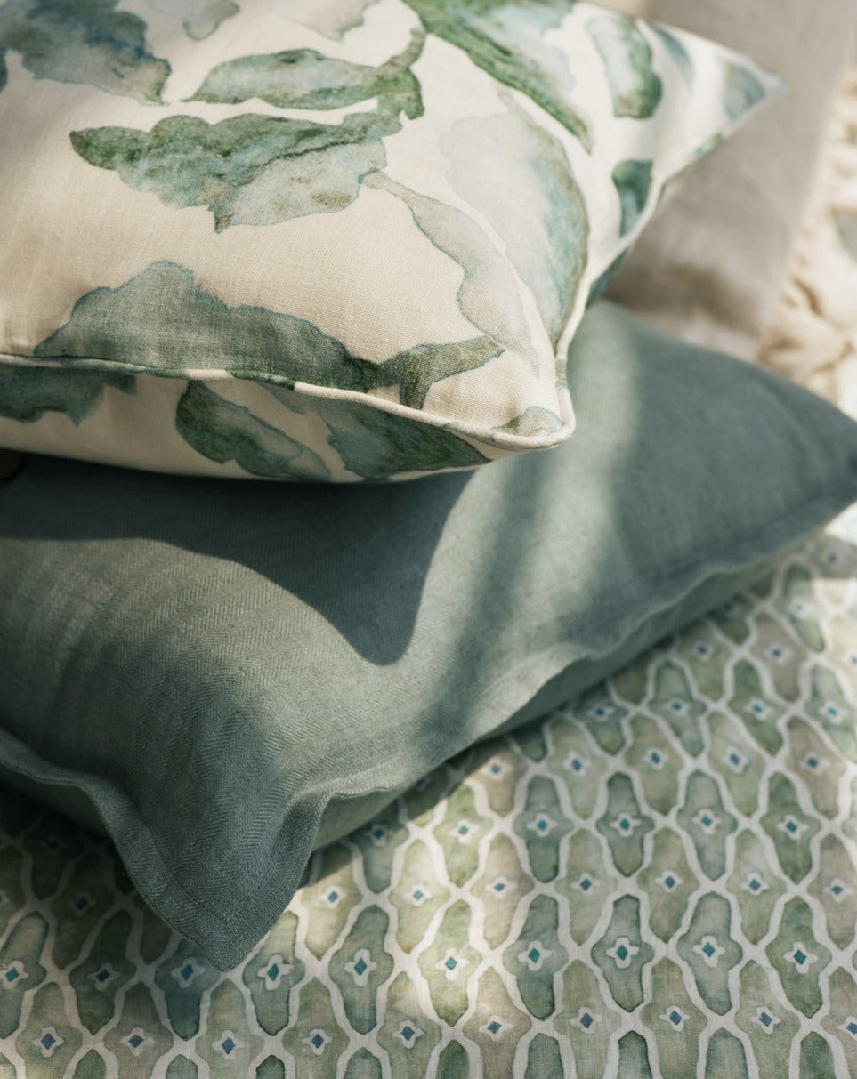 Linen Herringbone Teal Cushion Cover