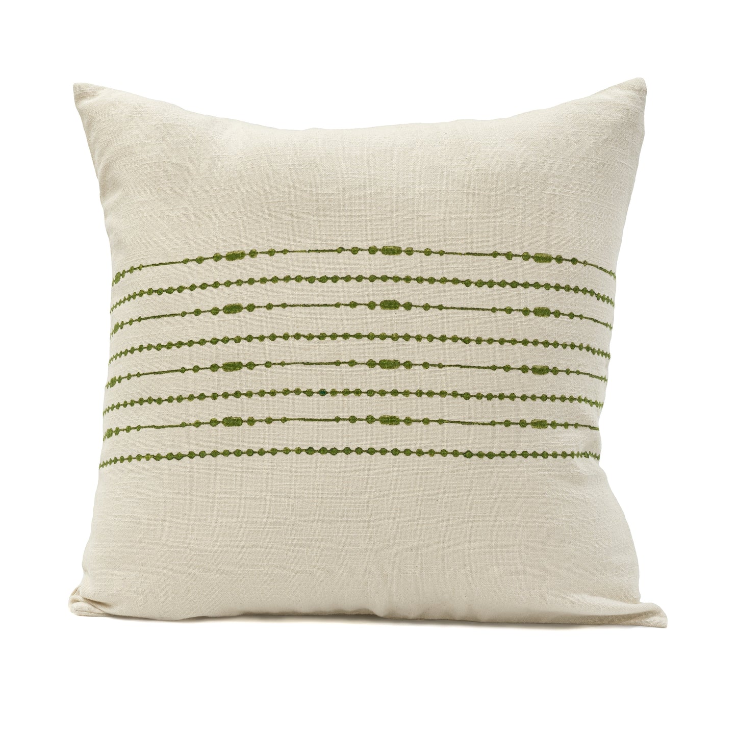 Hand block printed green cotton cushion cover
